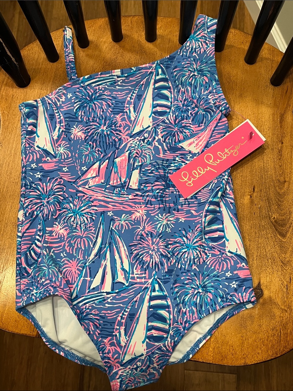 Lilly Pulitzer NWT Girls' Boca Blue It’s a Sailabration  One-Piece Swimsuit